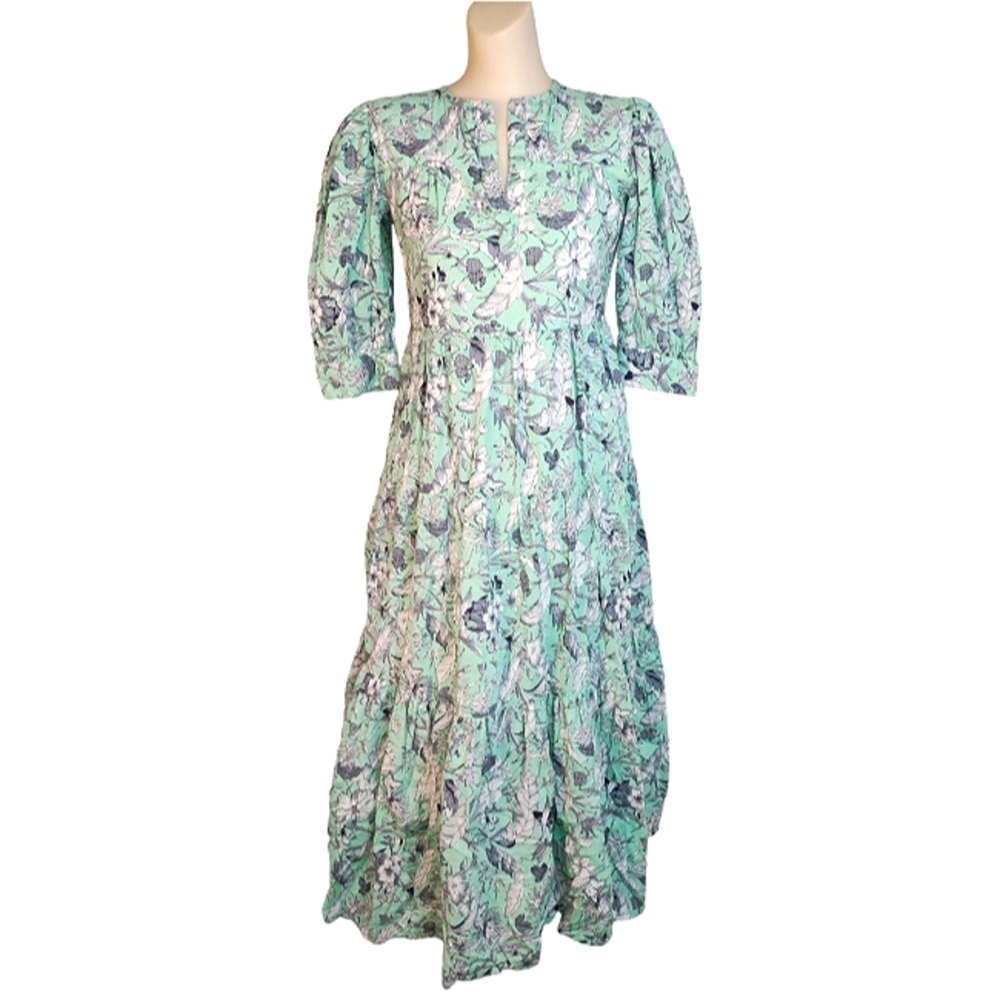 Madison Mathews Boho Coastal Cowgirl, Cottagecore floral flowy maxi dress